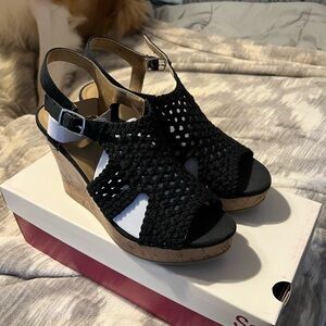 Brand new, size 8.5, wedge sandals
